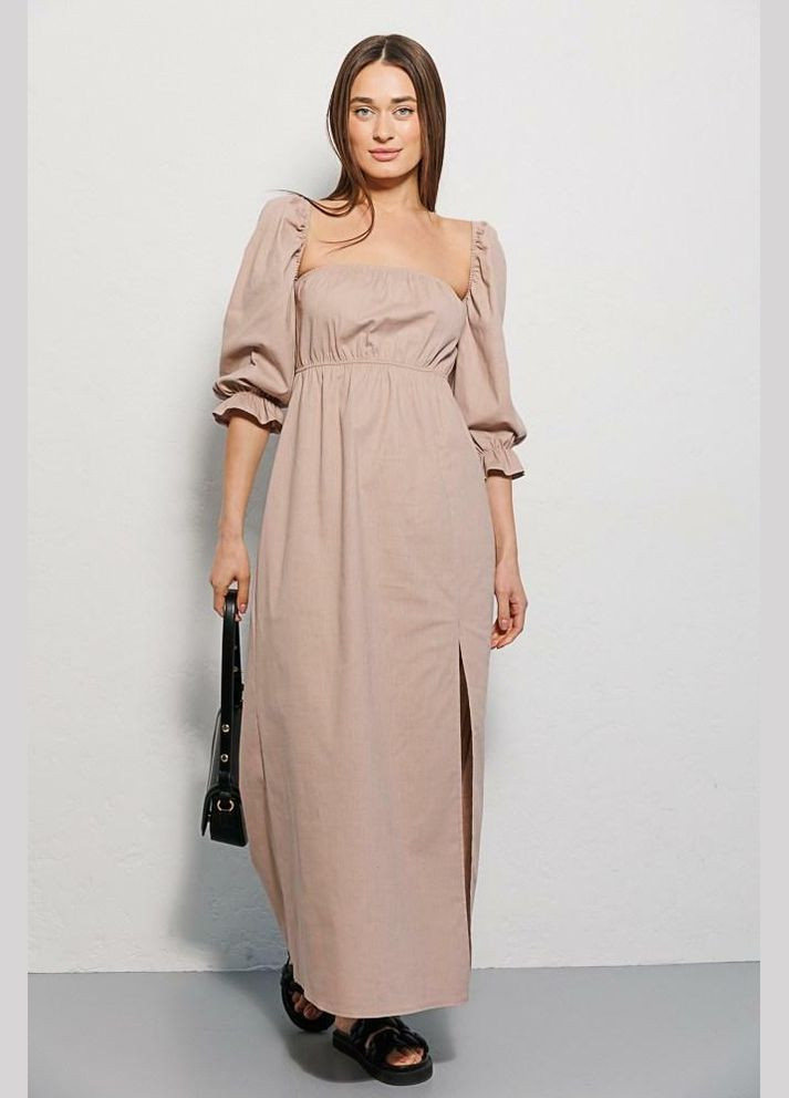 Комбінована сукня жіноча літня максі бежева mkar46760-3 Modna KAZKA