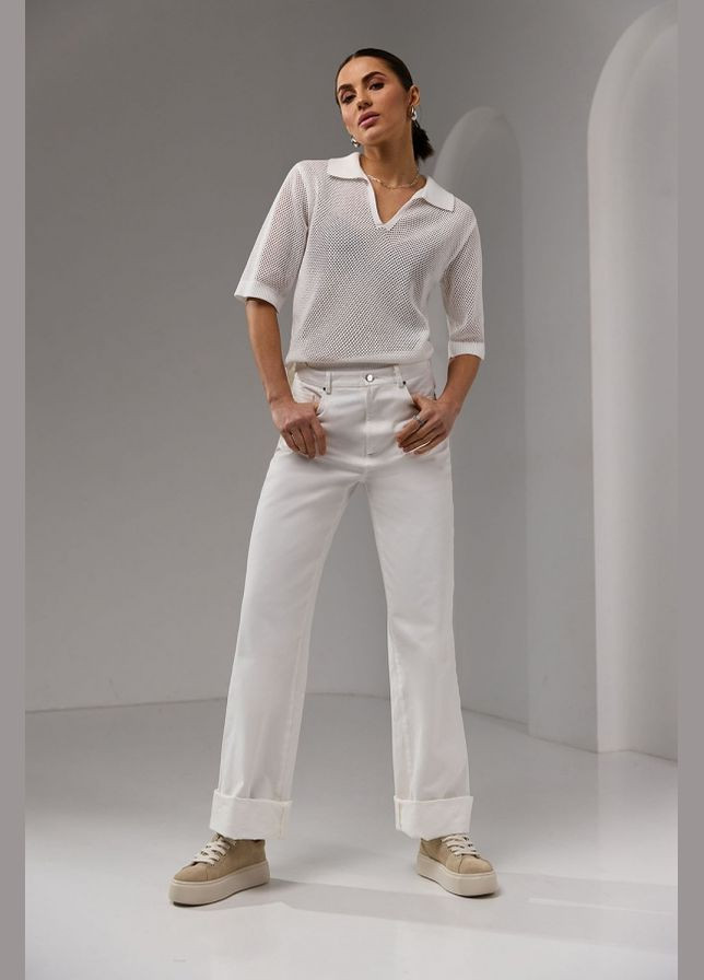 Жіноче ажурне поло із бавовняної пряжі (2729) Triko Bakh (334710329)