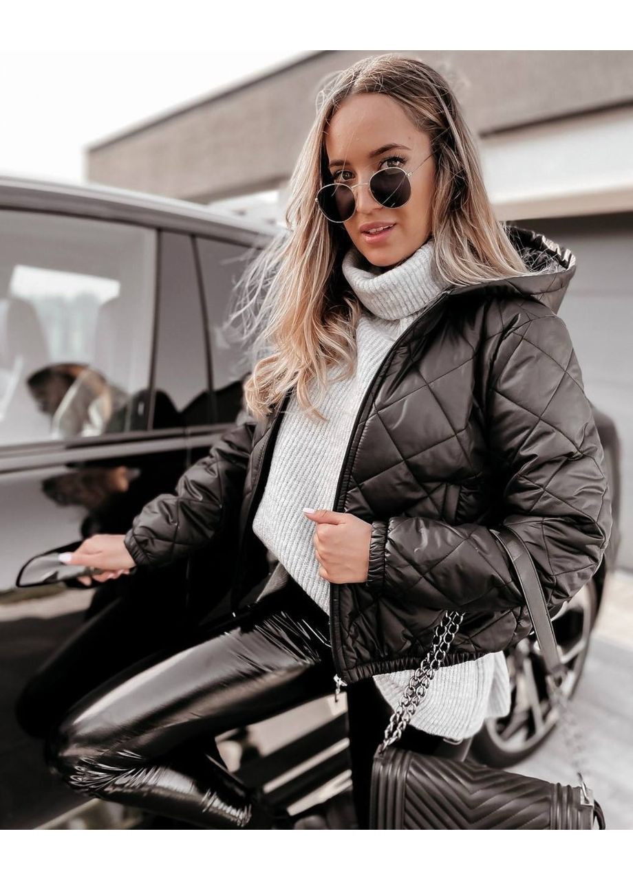 Чорна зимня 🧥 стильна демісезонна куртка з капюшоном — заміри в описі GD/GL Модний простір