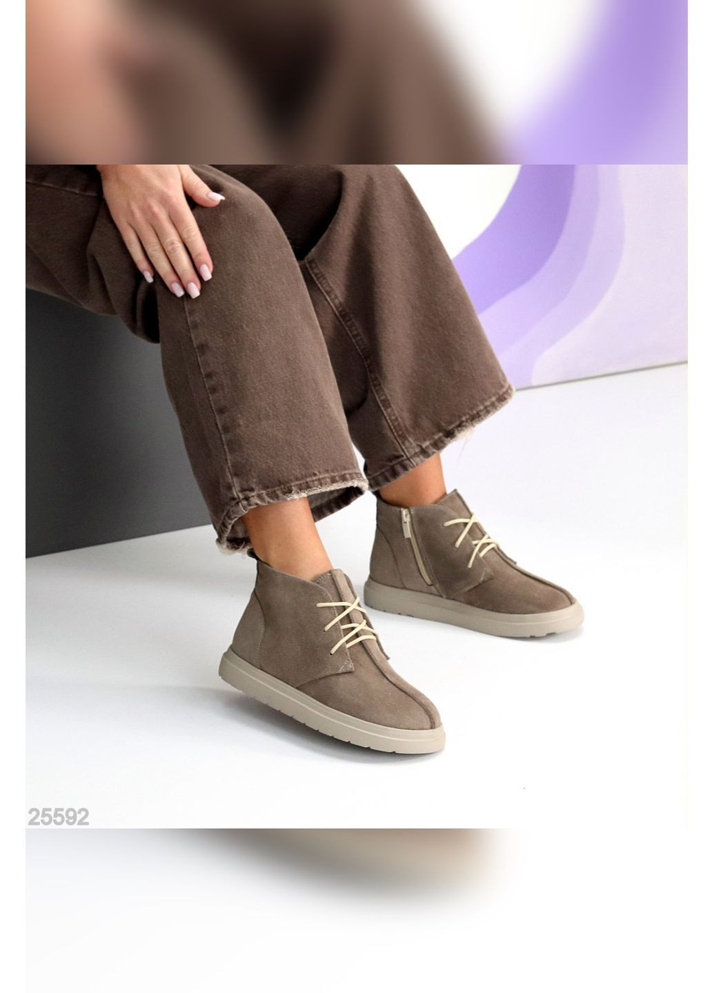 Осенние элегантные женские ботинки No Brand из натуральной замши