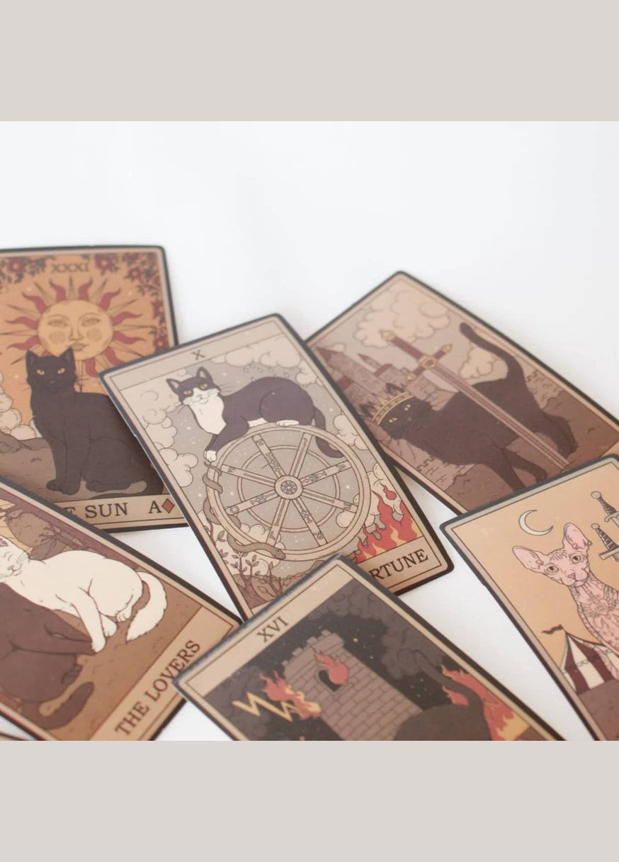 Набор наклеек 50 рандом стикеров с котами таро стикерпак сказочные магия эстетика винтаж готика матовые на телефон комп ноутбук No Brand (315048676)