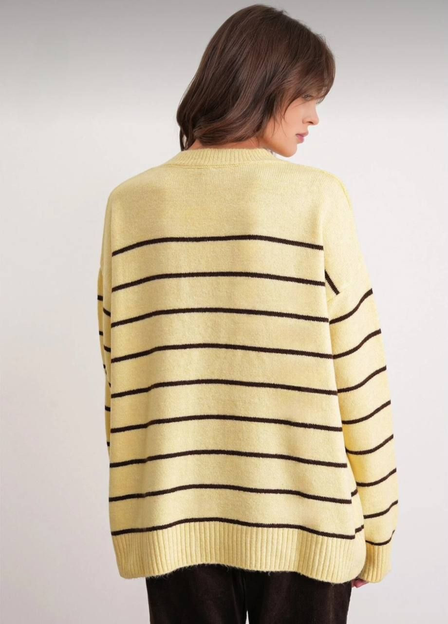 Жовтий демісезонний універсальний в'язаний светр турецького виробництва (заміри в описі) GD/GL Модний простір