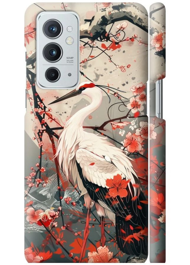 3D пластиковый матовый чехол 'Аист в цвету сакуры' для Endorphone OnePlus 9RT (291421194)