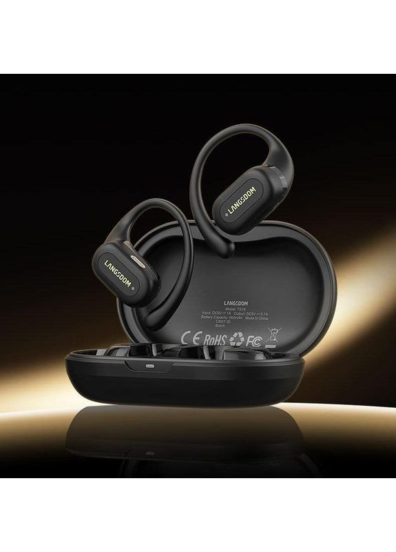 Беспроводные костные наушники TS19 Open Ear с дужкой за ухо и шумоподавлением Салатовый Langsdom (349824311)