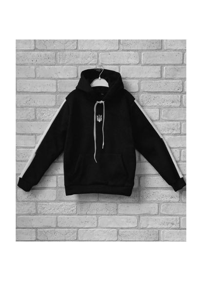 Теплий дитячий худі з капюшоном довгий рукав з лампасом українська символіка тризуб герб України, тринитка No Brand (322784659)