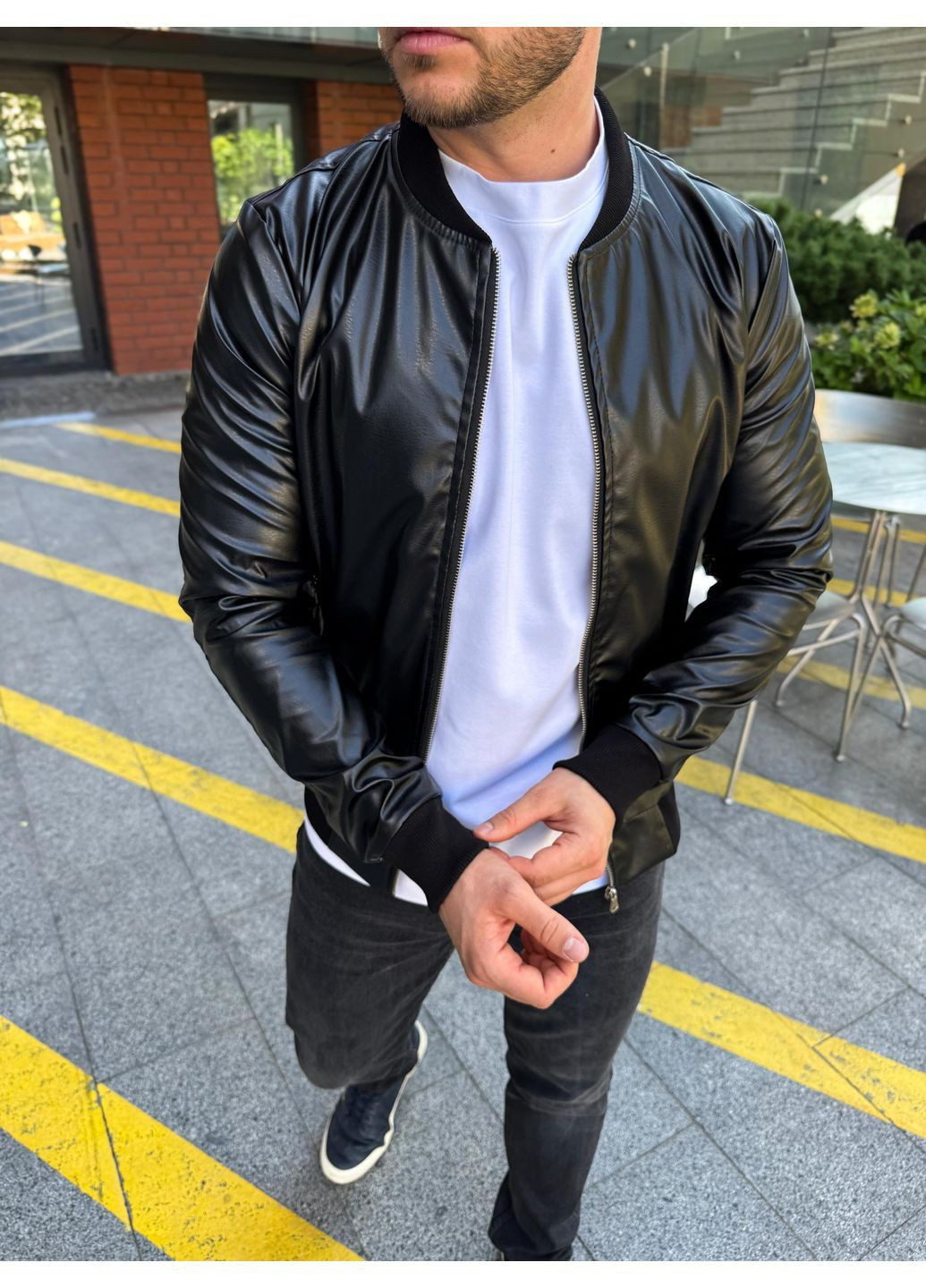 Бомбер куртка мужской эко кожа на молнии (363975960)