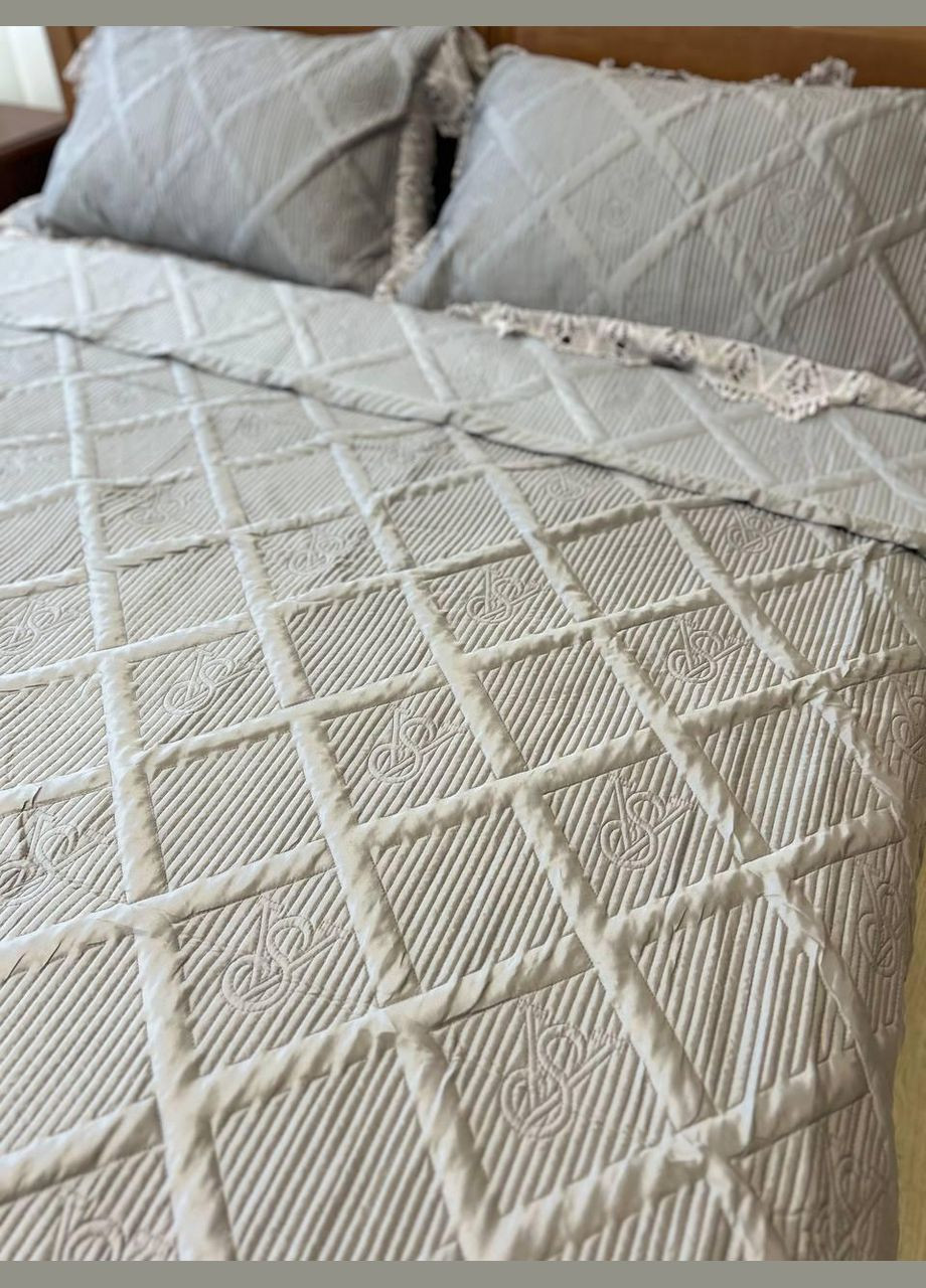 Плед із наволочками євро 220х240 см сірий (П-M-velurEvro5070-54) No Brand (306633522)