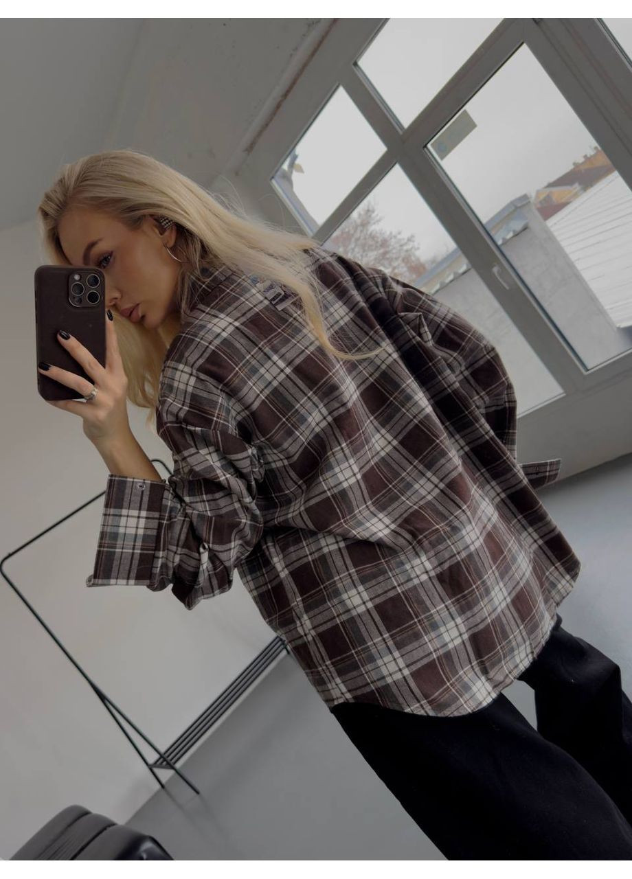 Темно-коричневая повседневный, кэжуал рубашка в клетку Vakko