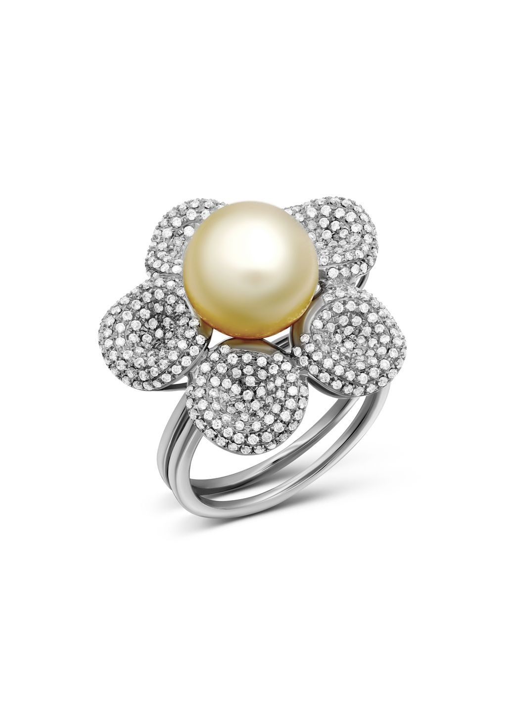 Кольцо с жемчугом и бриллиантами в белом золоте 1-027 387 Zarina (333834467)