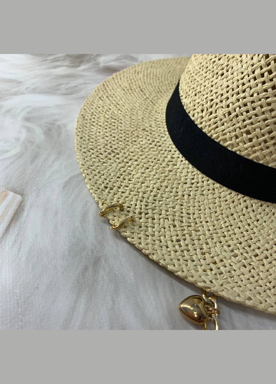 Літній плетений капелюх Федора з ланцюгом та шпилькою ONELOVE No Brand (293815343)