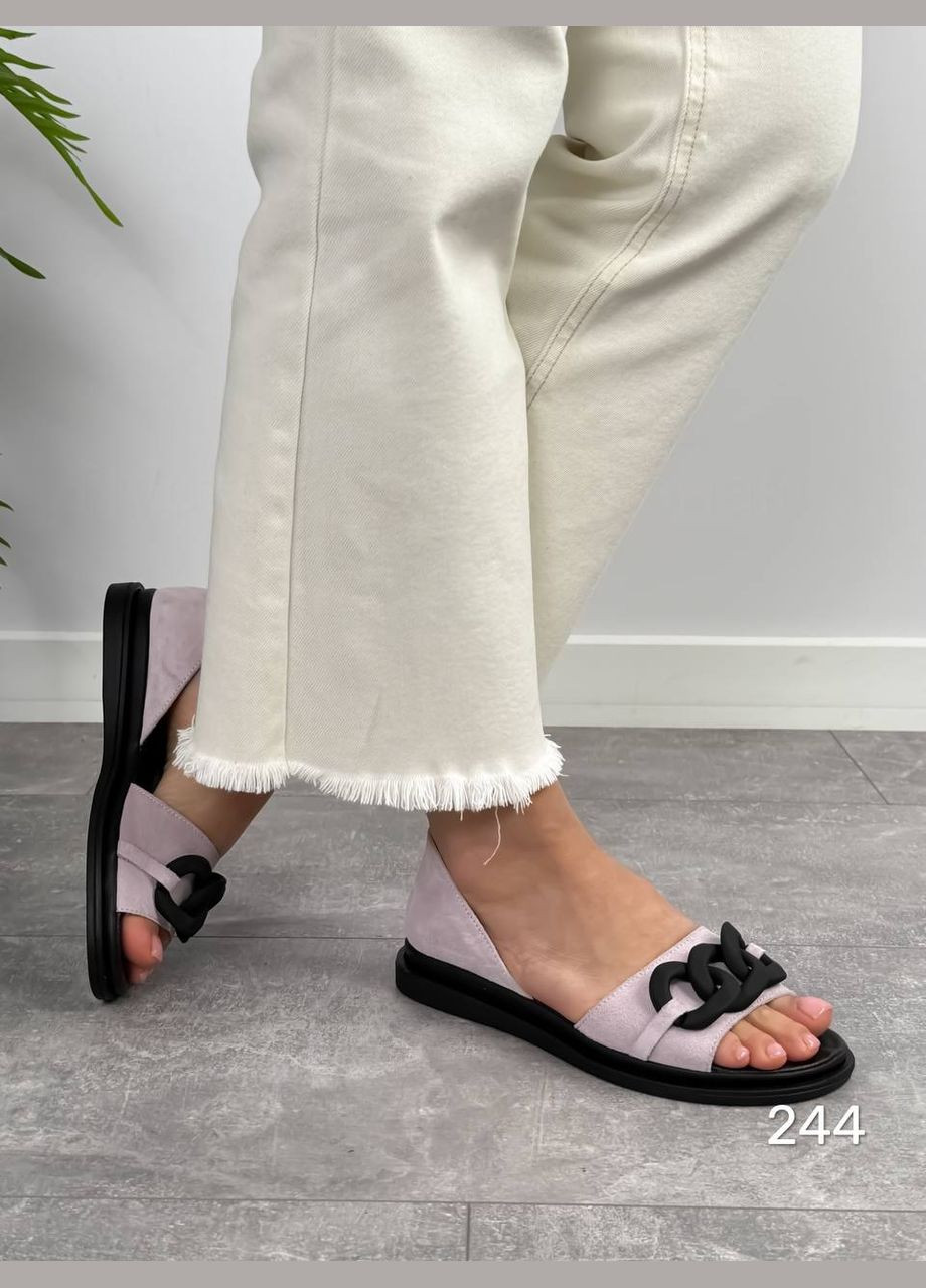 Жіночі стильні жіночі балетки | лілові однотонні ланцюжки натуральна замша (329454250)