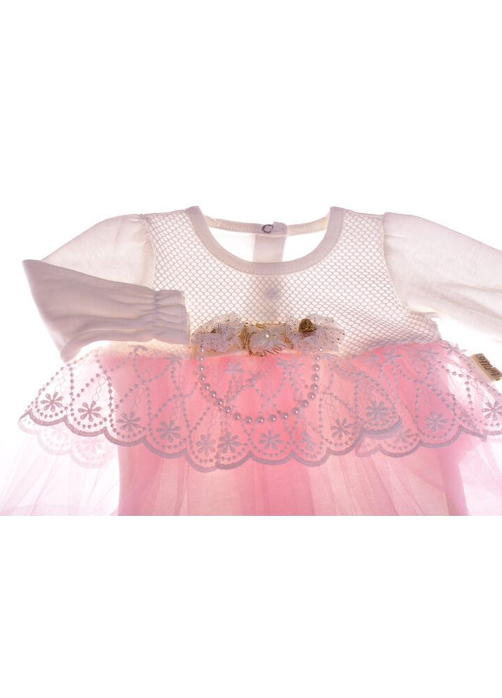 Боди платье с длинным рукавом Рюша розовое 68 см (31047) BABYKROHA (315423793)