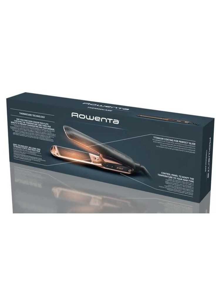 Випрямляч Thermocare Ultimate Experience, темп.режимів-5, 150-210С, дисплей, кераміка, чорно-золотий Rowenta (314928576)