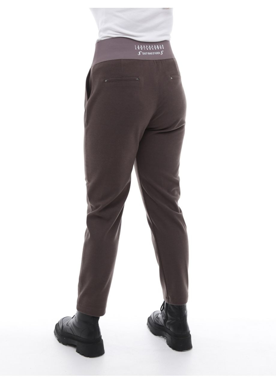 Брюки жіночі коричневі теплі великі пояси на гумці Estensivo MOM (305850843)