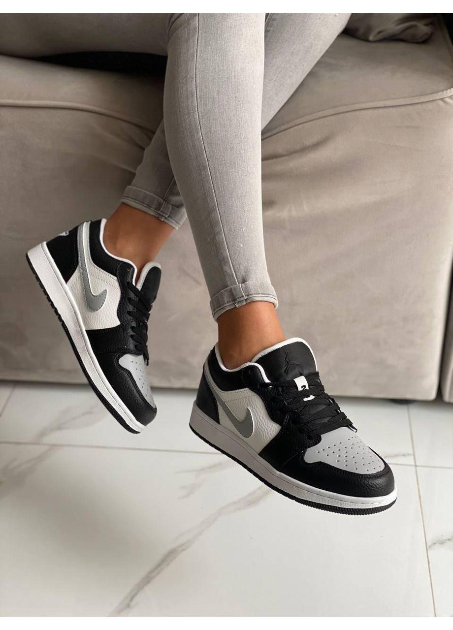 Серые демисезонные кроссовки мужские nike air jordan retro 1 low grey white black 3 найк аир джордан No Brand