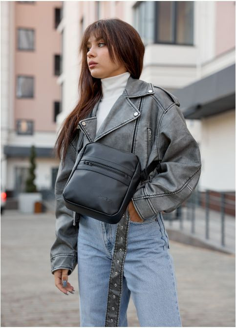 Женская сумка мессенджер черная из экокожи унисекс (R-70278001-VS) Sambag (302450139)