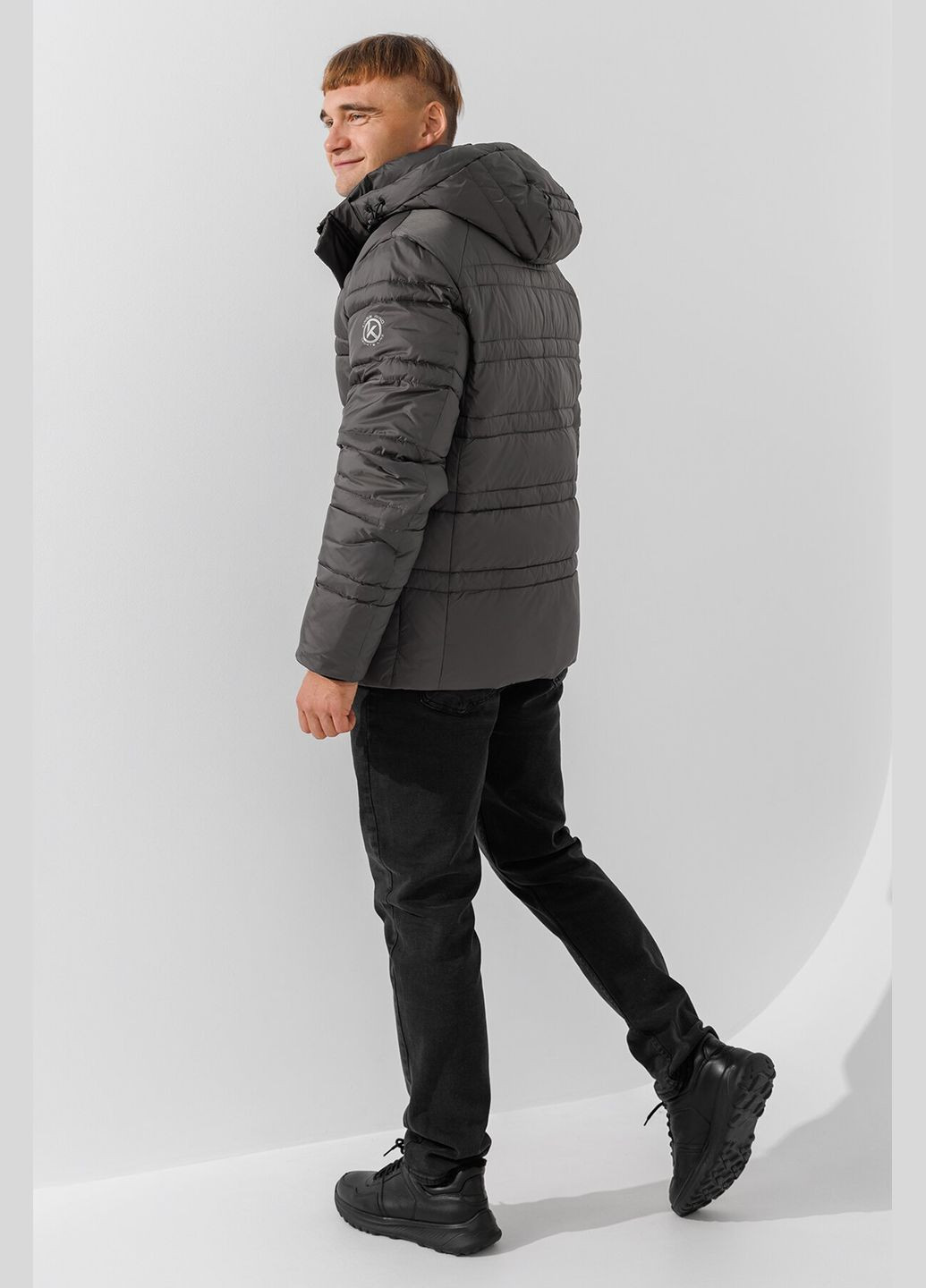 Серая зимняя куртка однотонная мужская 4719 серый shop (2000990542984) Kings Wind