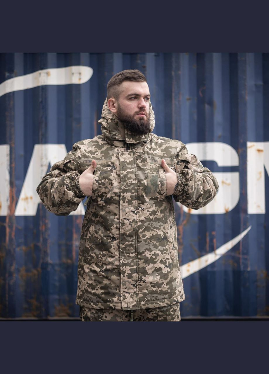 Зелена зимовий бушлат піксель зсу (омні-хіт + синтепон) з подвійним замком (omni-heat) No Brand