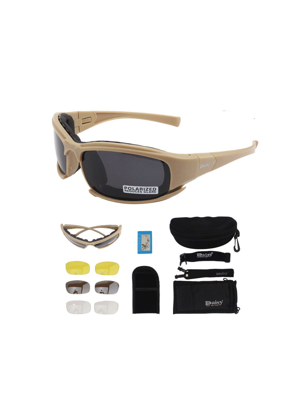 Тактичні захисні спортивні окуляри X7 койот.4 змінні лінзи Daisy (278053335)