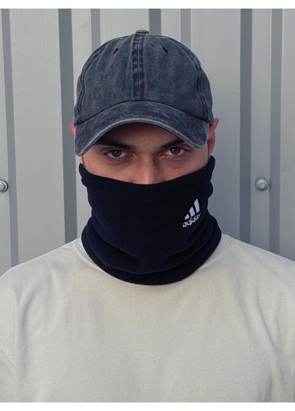 Бафф флисовый теплый с вышитым логотипом синий No Brand Класичний баф (369976335)