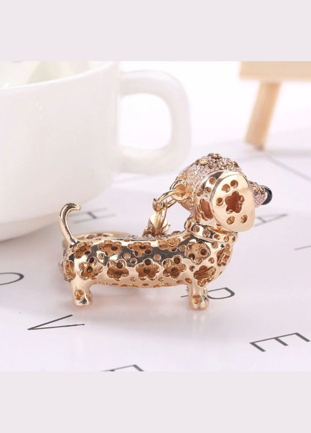 Креативний модний брелоки підвіска у формі собаки Такса з кристалами Золотий No Brand (281548100)