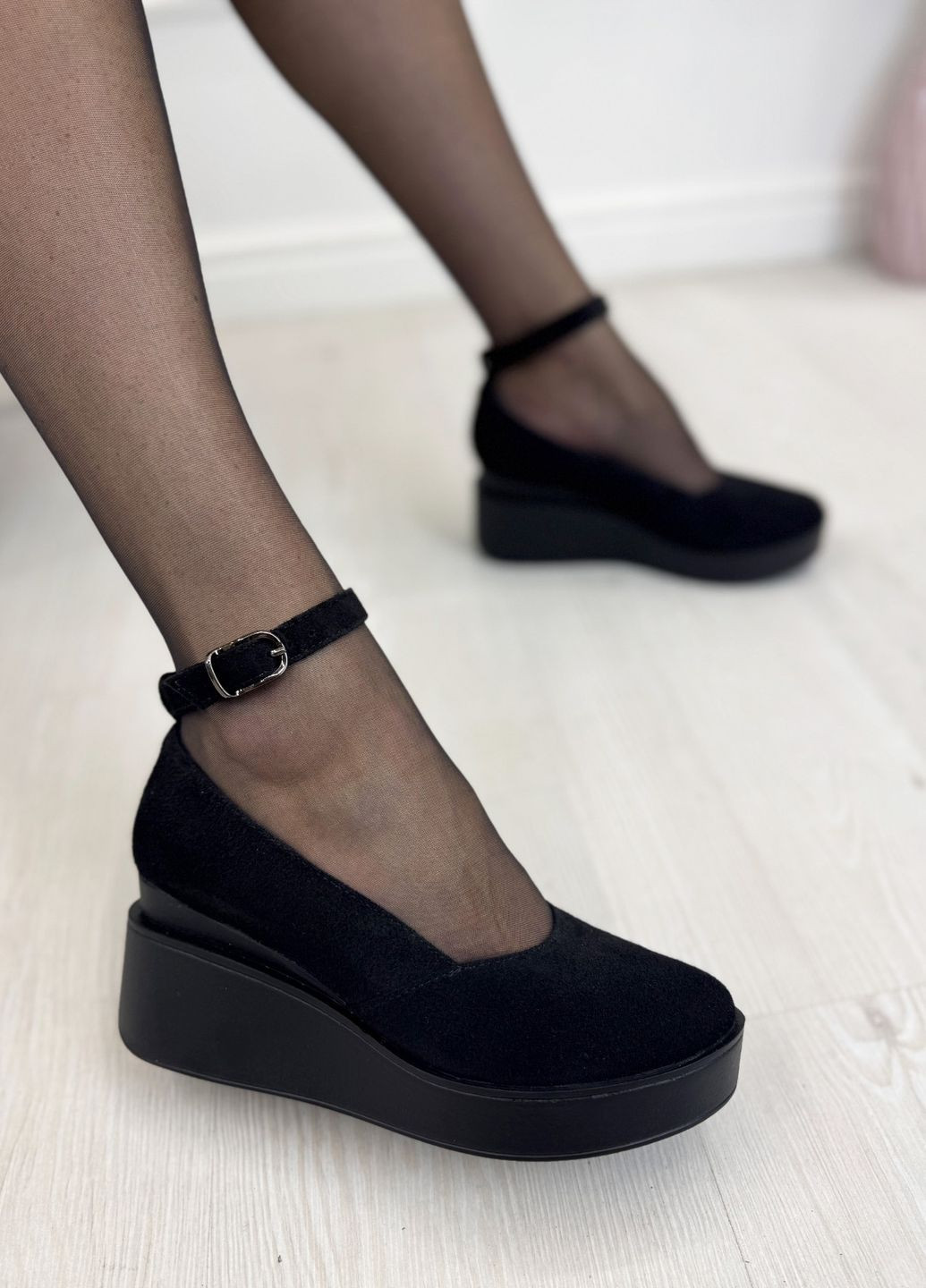 Vasha para Туфли женские замшевые на платформе. Цвет черный черный з натуральная замша, украина — (350880156)