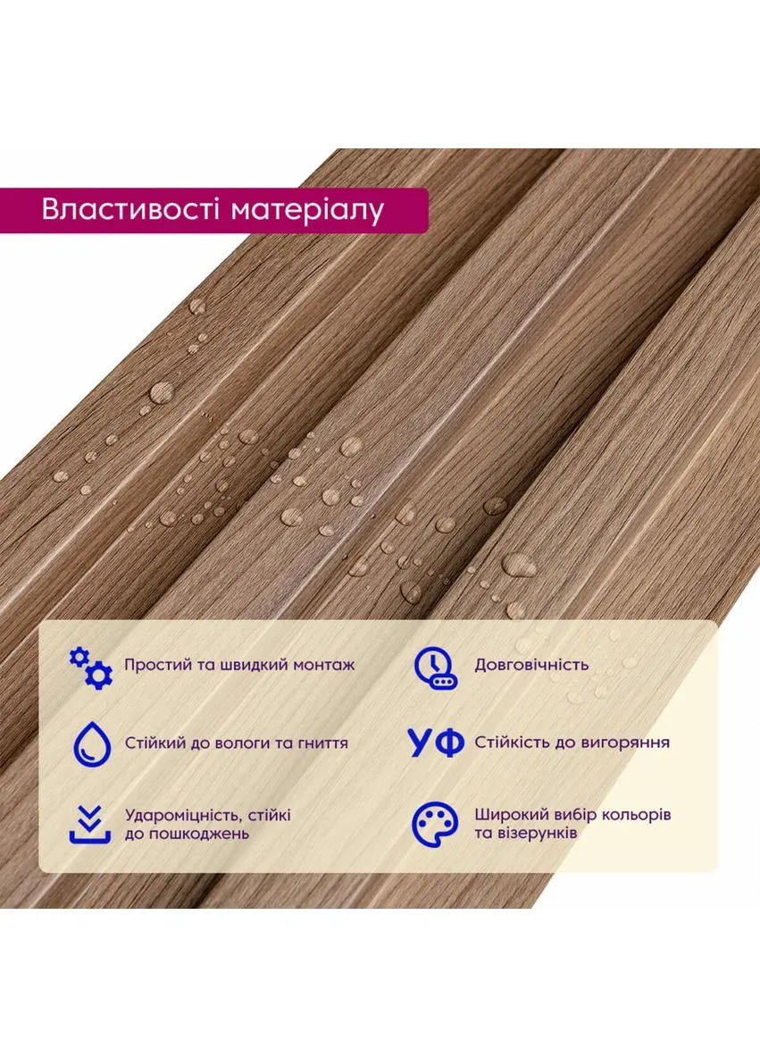 Рейка декоративная WPC стеновая 200х27х2900мм SW-00003001 Sticker Wall (377527520)