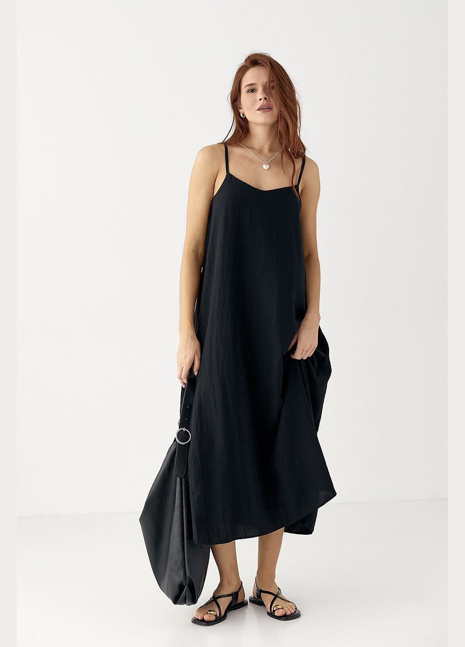 Летний женский расклешенный женский сарафан на бретелях Lurex