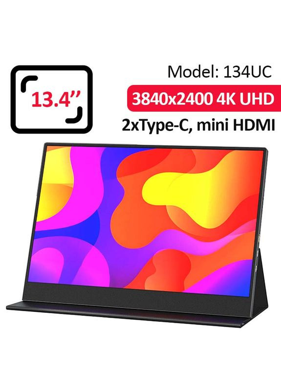 Монитор портативный 134UC / 13.4'' / IPS / 3840x2160 4K / Type-C / HDMI / jack 3.5 мм / второй экран No Brand (346493971)