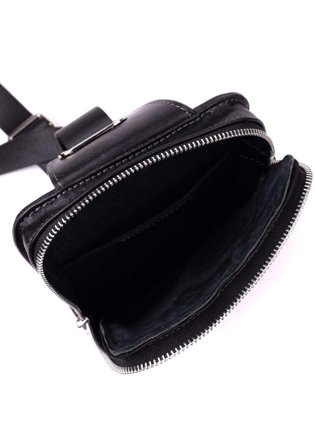 Чоловіча прямокутна сумка бананка із зернистої натуральної шкіри. 15,5х20,5х3,5 см Grande Pelle (315870053)