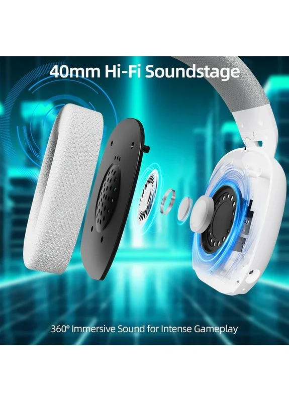 Навушники бездротові L80 Pro, White, Bluetooth 5.3 / USB 2.4GHz / 3.5 мм, мікрофон, динаміки 40 мм, акумулятор 300 mAh ATTACK SHARK (360605607)