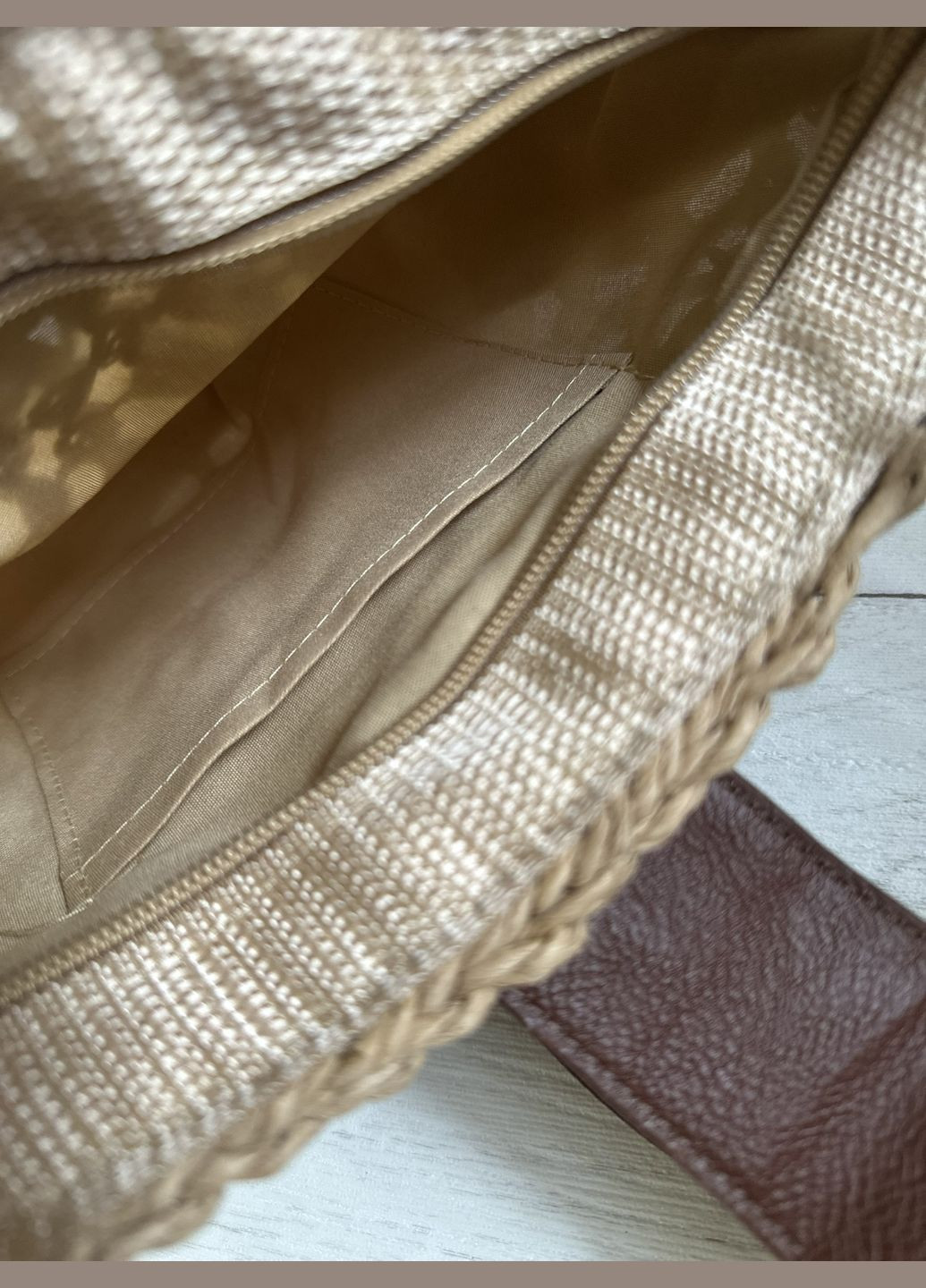 Жіноча плетена сумка через плече, крос-боді бохо Бежева (5967) No Brand (324214786)