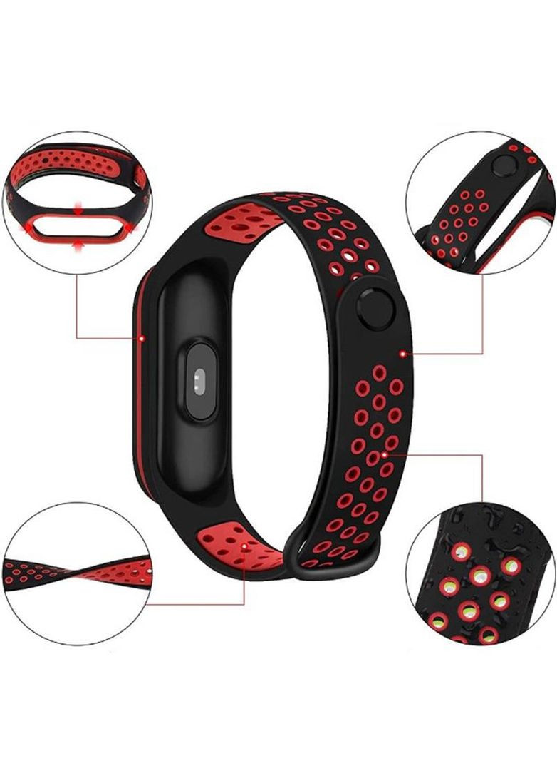 Ремінець Nike Style для Xiaomi Mi Smart Band 5/Mi Smart Band 6 Black-Red (705153) BeCover (341486854)