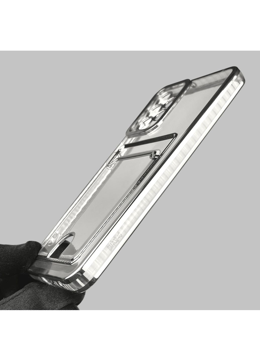 Чехол для Galaxy A32 4G (SM-A325F) с серебряной окантовкой с карманом на самсунг а32 серебряный Samsung (366023001)