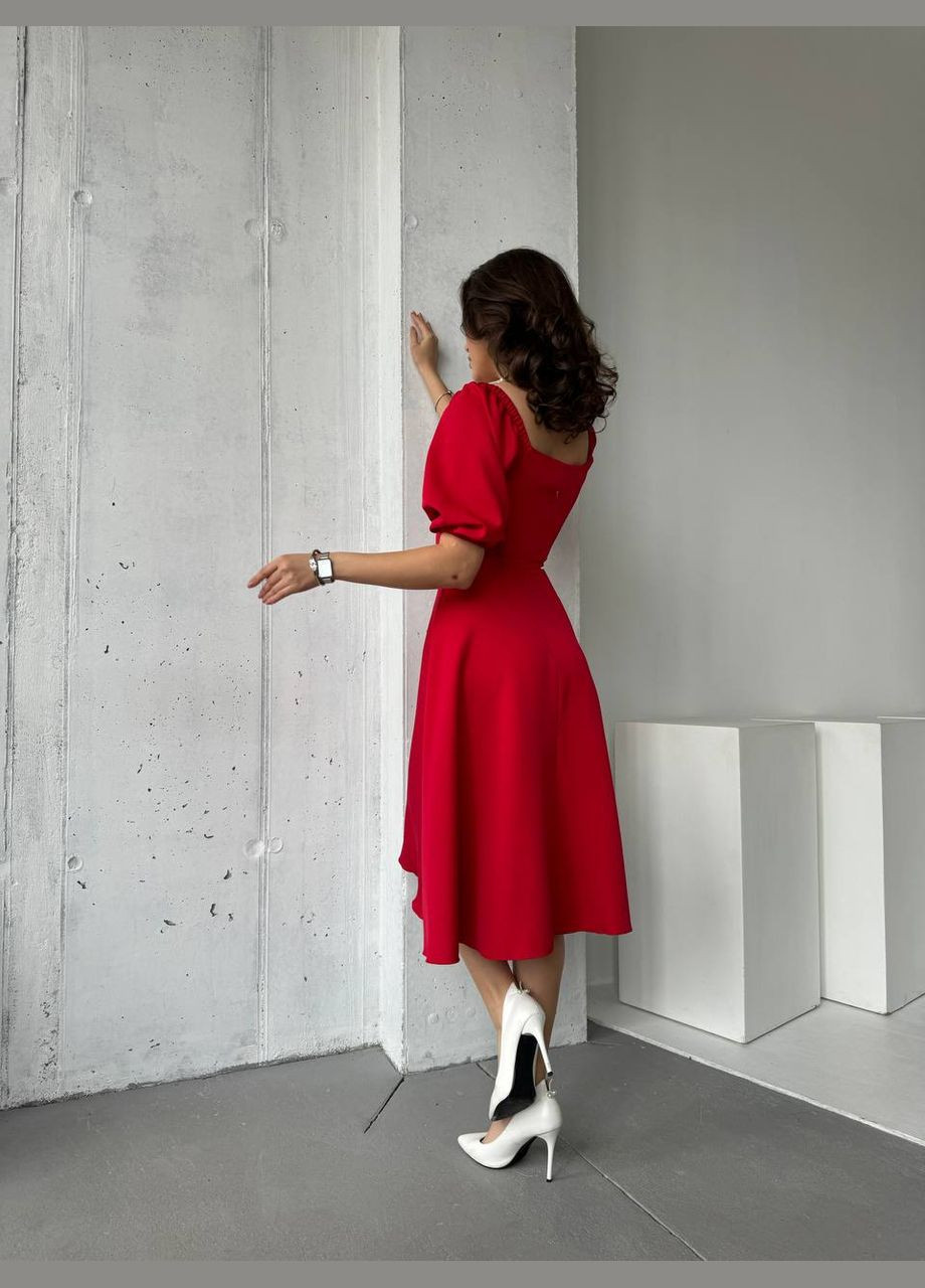 Червона повсякденний жіноча сукня міді з відкритими плечима з відкритими плечима Avanti однотонна