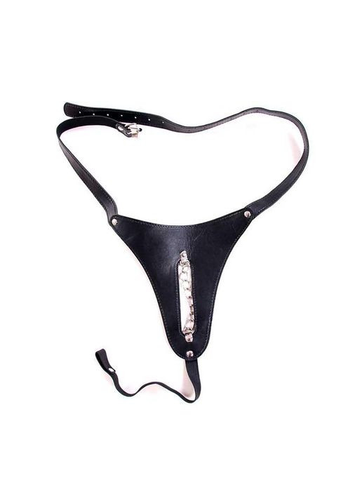 БДСМ трусики-стринги женские с прорезью и цепочкой размер S/M/L черного цвета для Садо мазо China (360603613)