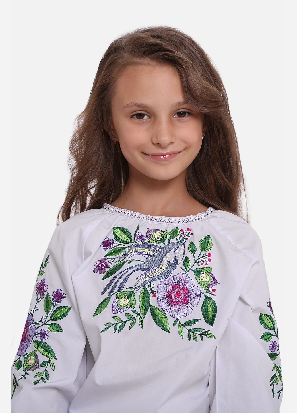 Вышиванка для девочки с длинным рукавом цвет белый ЦБ-00245237 No Brand (280925148)