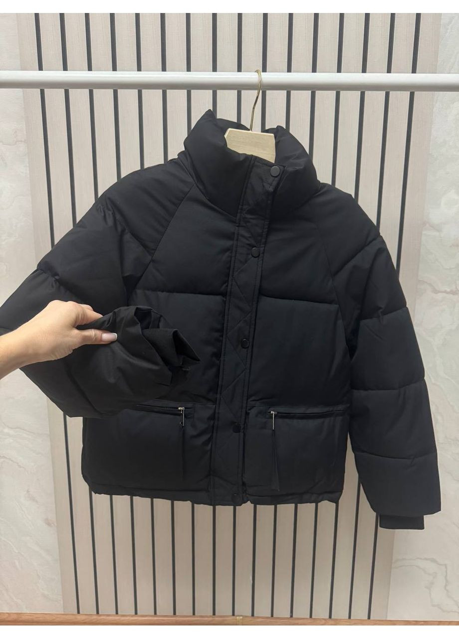 Чорна демісезонна ✨жіноча зимова куртка з кулісками знизу заміри в описі✨ куртка-пальто GD/GL Модний простір