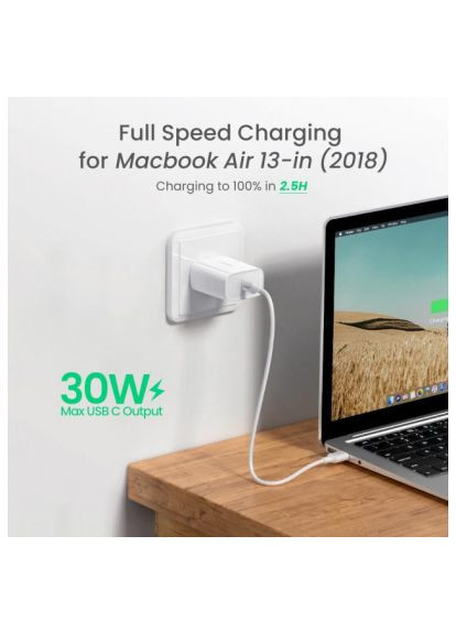 Зарядний пристрій CD127 Type-C PD 30W Charger (White) (70161) Ugreen CD127 Type-C PD 30W Charger (White) (369878647)