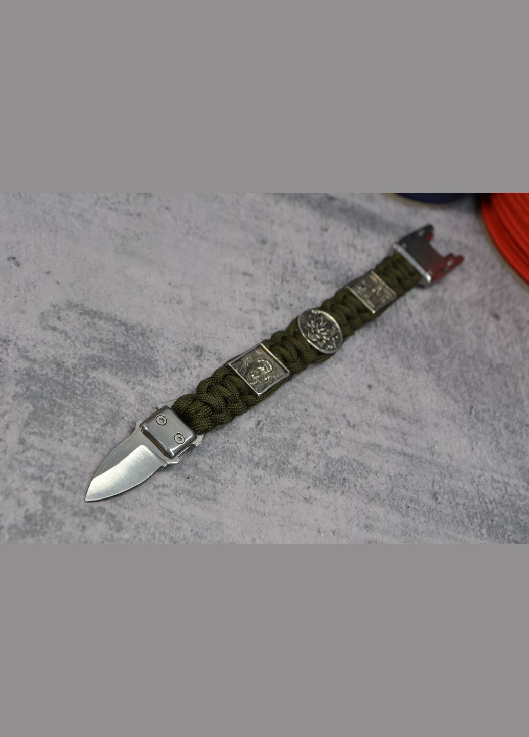 Браслет с гравировкой на ноже с Николаем Чудотворцем Девой Марией и трезубцем из мельхиора ручного литейного производства. No Brand (355796125)