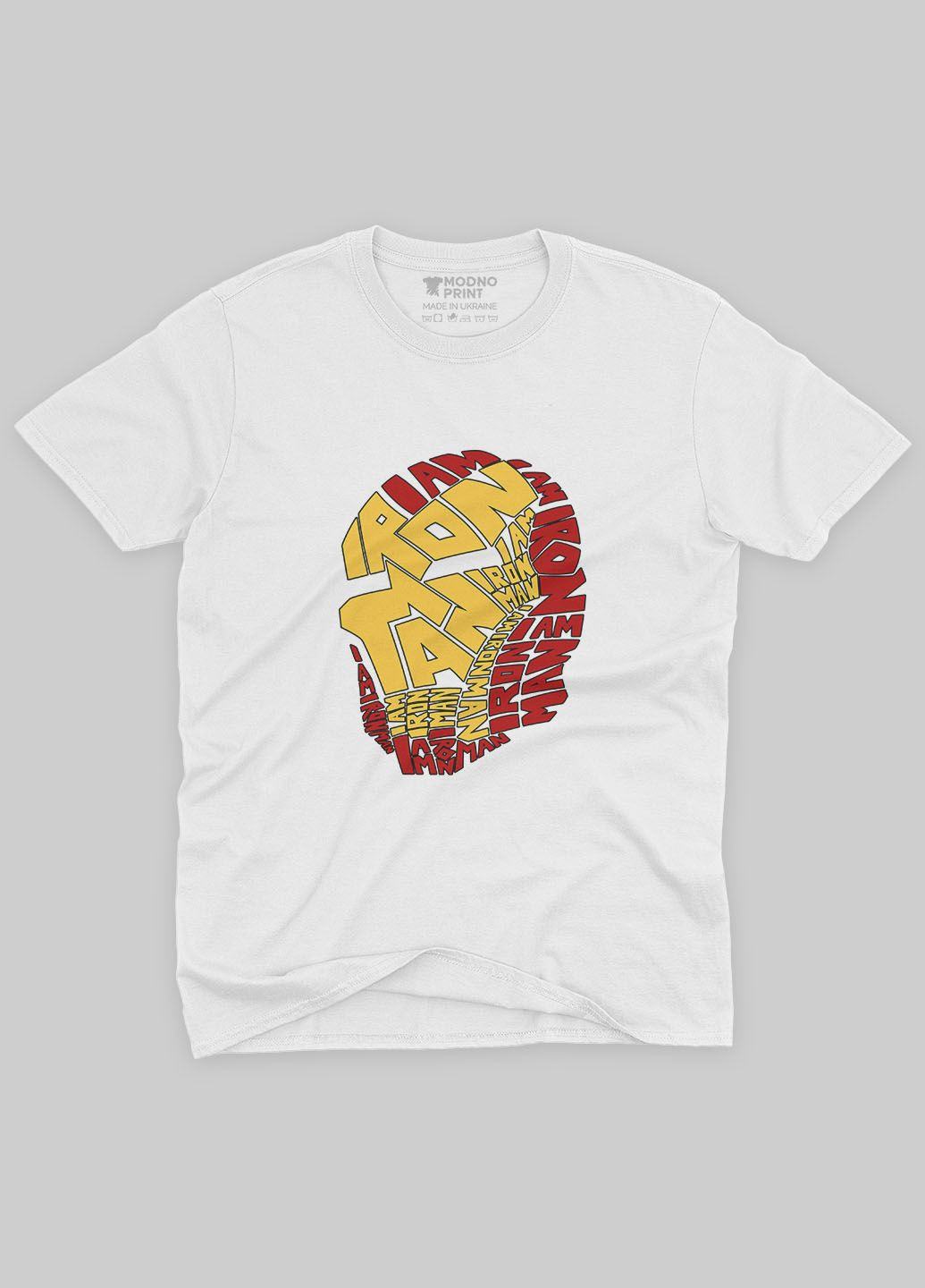Біла демісезонна футболка для хлопчика з принтом супергероя - залізна людина (ts001-1-whi-006-016-001-b) Modno