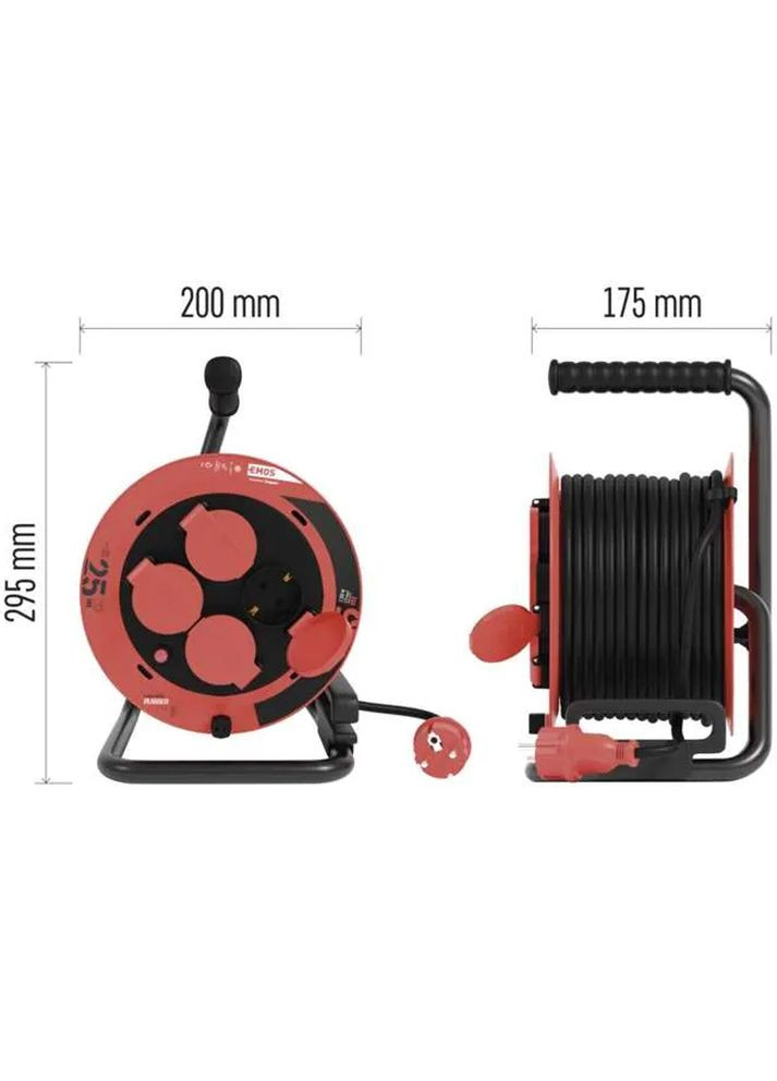 Удлинитель P082251 4 розетки 25 м Red Emos (363837306)