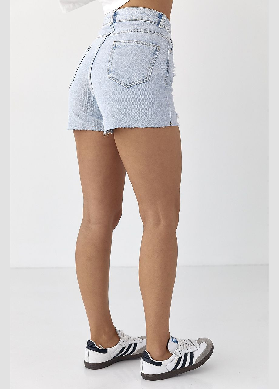 Женские джинсовые шорты с дырками - голубой цвет Lurex (330988582)