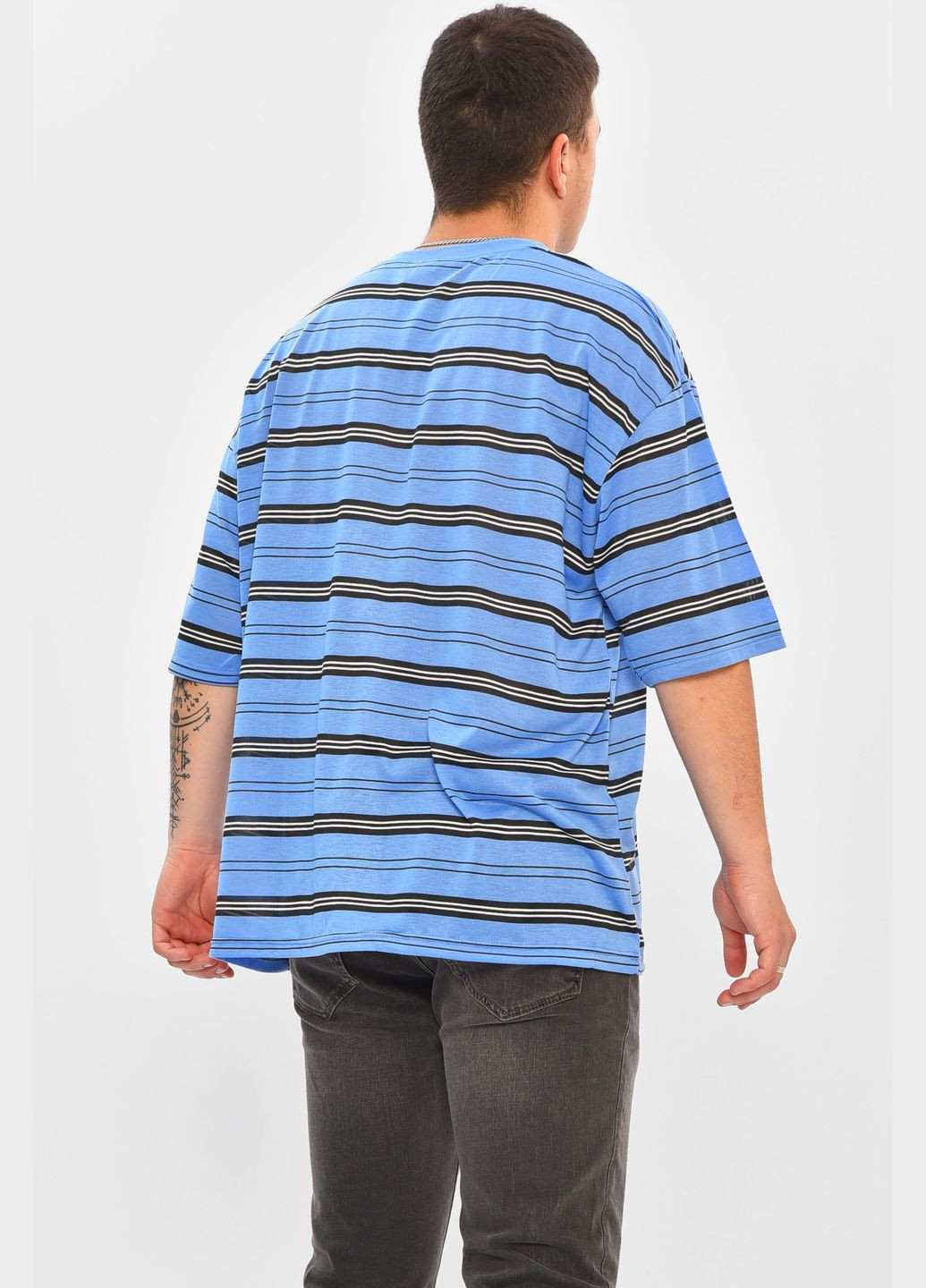 Блакитна футболка чоловіча батальна блакитного кольору Let's Shop