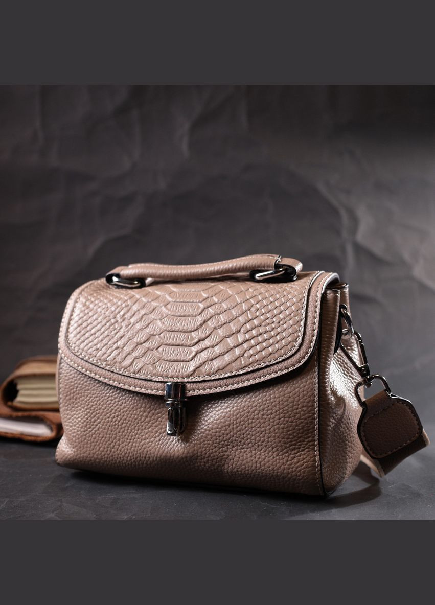 Женская кожаная сумка с интересной металлической защелкой 22418 Vintage (315340943)