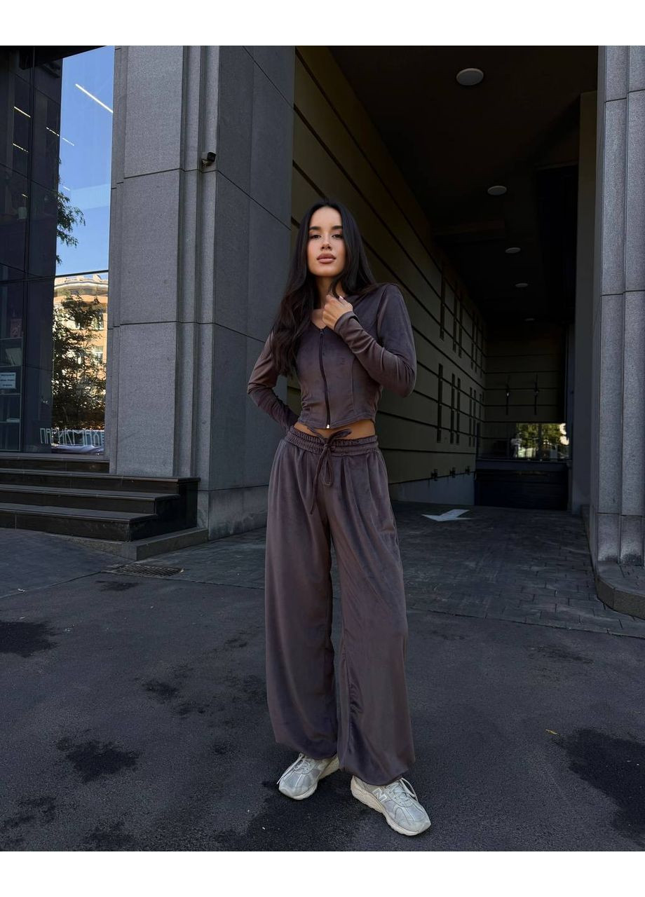 Женский спортивный костюм из велюра • кофта на змейке, штаны оверсайз, реальные фото 🔴 • замеры в описании Vione (367076485)