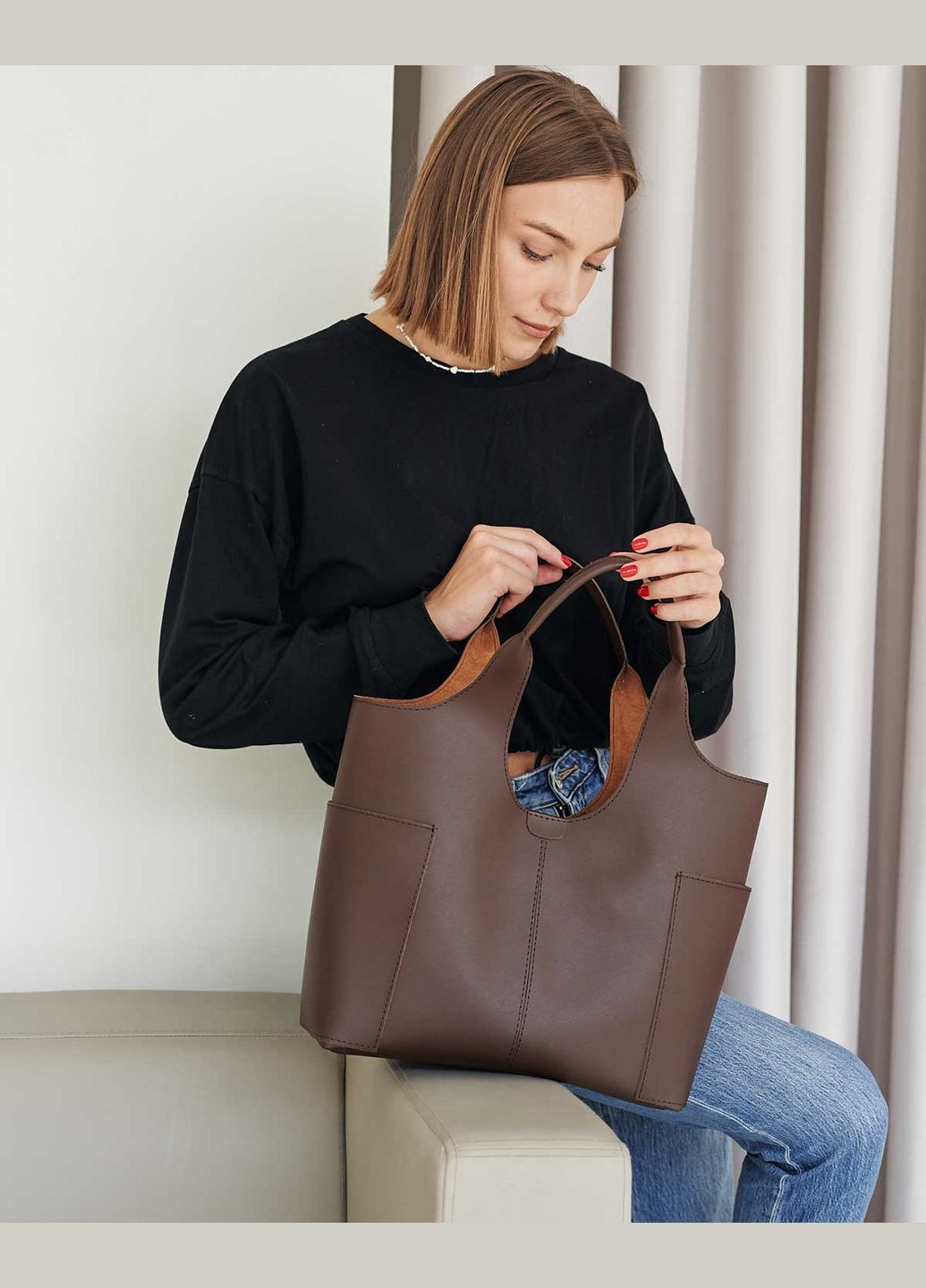 Сумка женская черная большая из экокожи Жаклин (znocha-sumka-zhakln) WeLassie (342199482)