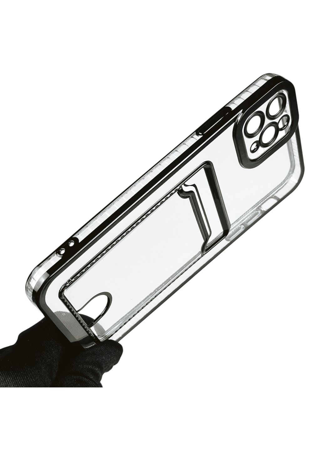 Чехол для iPhone 11 Pro Max с чёрной окантовкой с карманом для карт на айфон 11 про макс чёрный Apple (366020574)