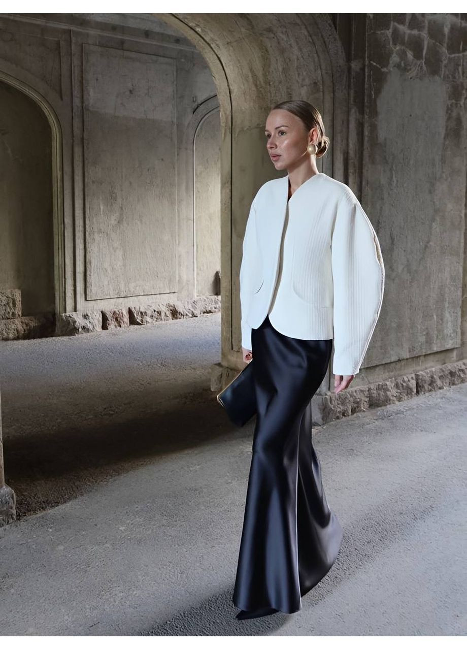 Черная праздничный, повседневная, офисная, вечерний, кэжуал однотонная женская юбка шелковая FINO Mode а-силуэта (трапеция)