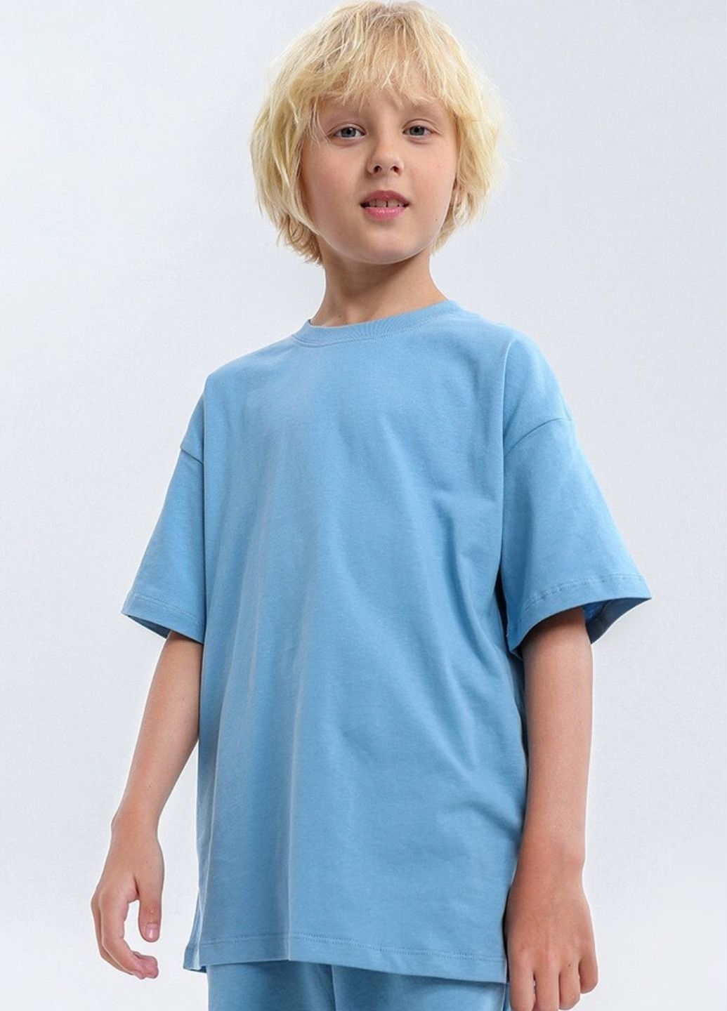 Голубая демисезонная футболка классическая универсальная No Brand